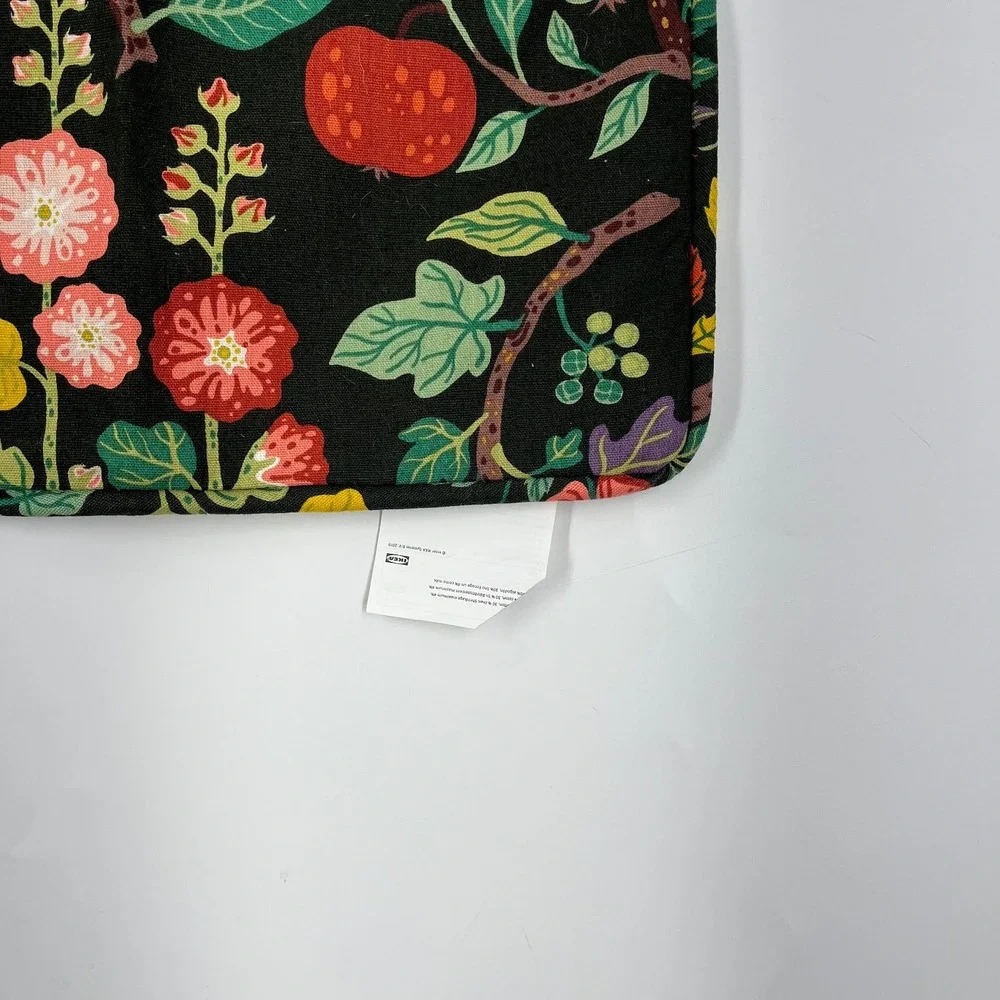 IKEA VILDPERSILJA Cushion Cover Black Multicolor Botanical Floral Print 20x20